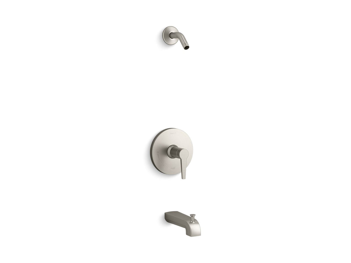 KOHLER K-TLS97074-4-BN Pitch Rite-Temp Bath And Shower Trim Kit, Without Showerhead - Vibrant Brushed Nickel