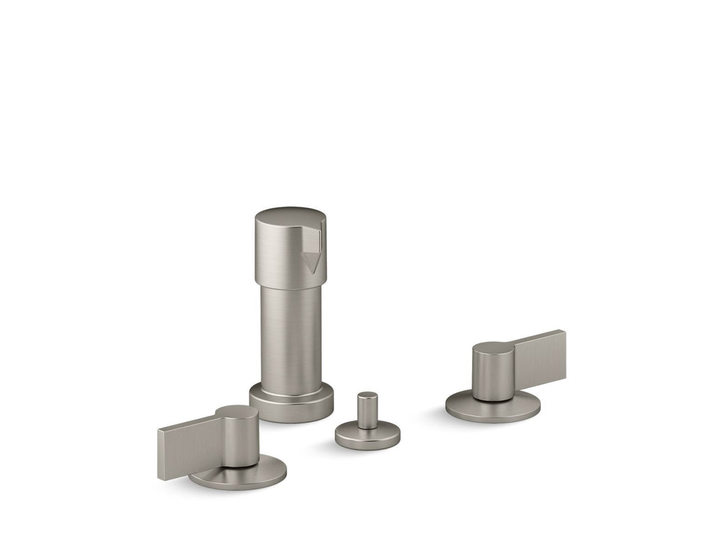 KOHLER K-77983-4-BN Components Widespread Bidet Faucet With Lever Handles - Vibrant Brushed Nickel