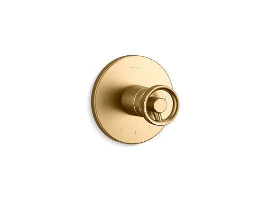 KOHLER K-T78027-9-2MB Components Mastershower Temperature Control Valve Trim With Industrial Handle In Vibrant Brushed Moderne Brass