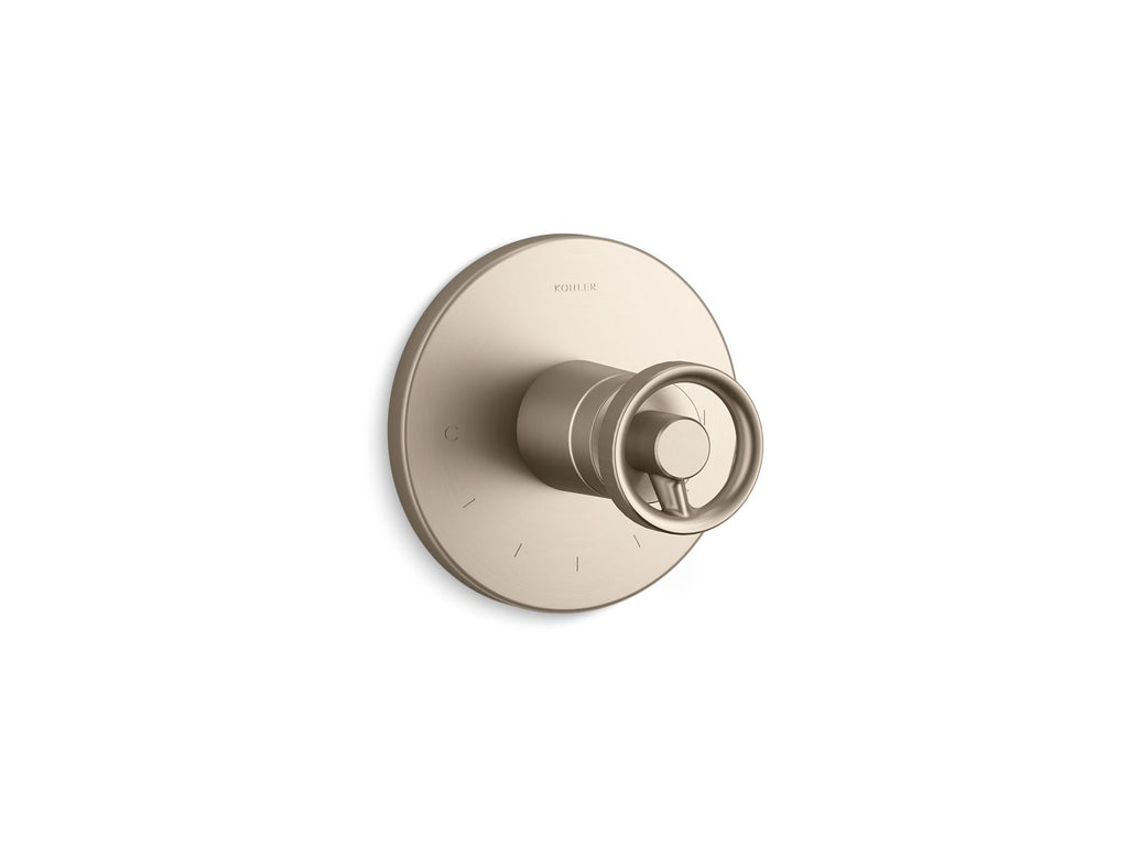KOHLER K-T78027-9-BV Components Mastershower Temperature Control Valve Trim With Industrial Handle - Vibrant Brushed Bronze