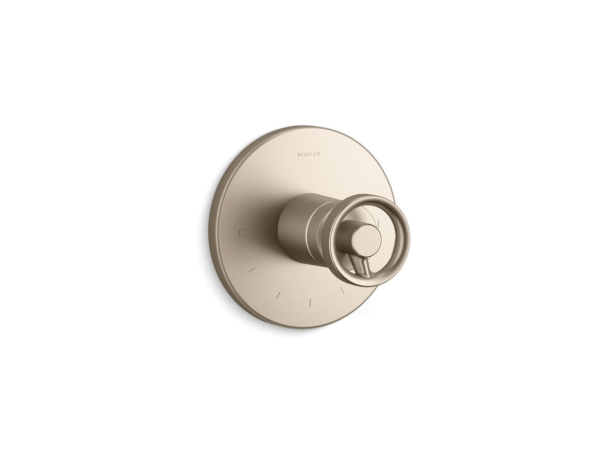 KOHLER K-T78027-9-BV Components Mastershower Temperature Control Valve Trim With Industrial Handle - Vibrant Brushed Bronze