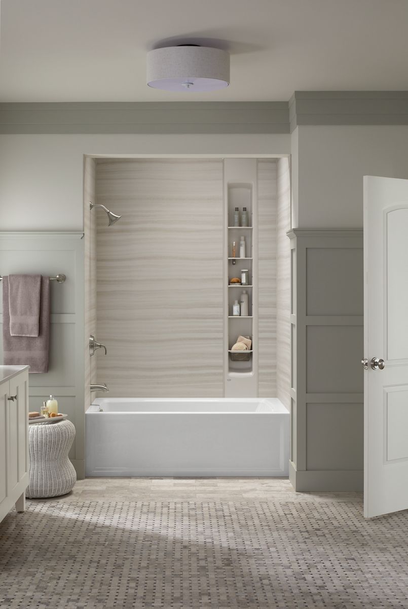 KOHLER K-1123-LA-96 Archer 60" X 32" Alcove Bath, Left Drain - Biscuit