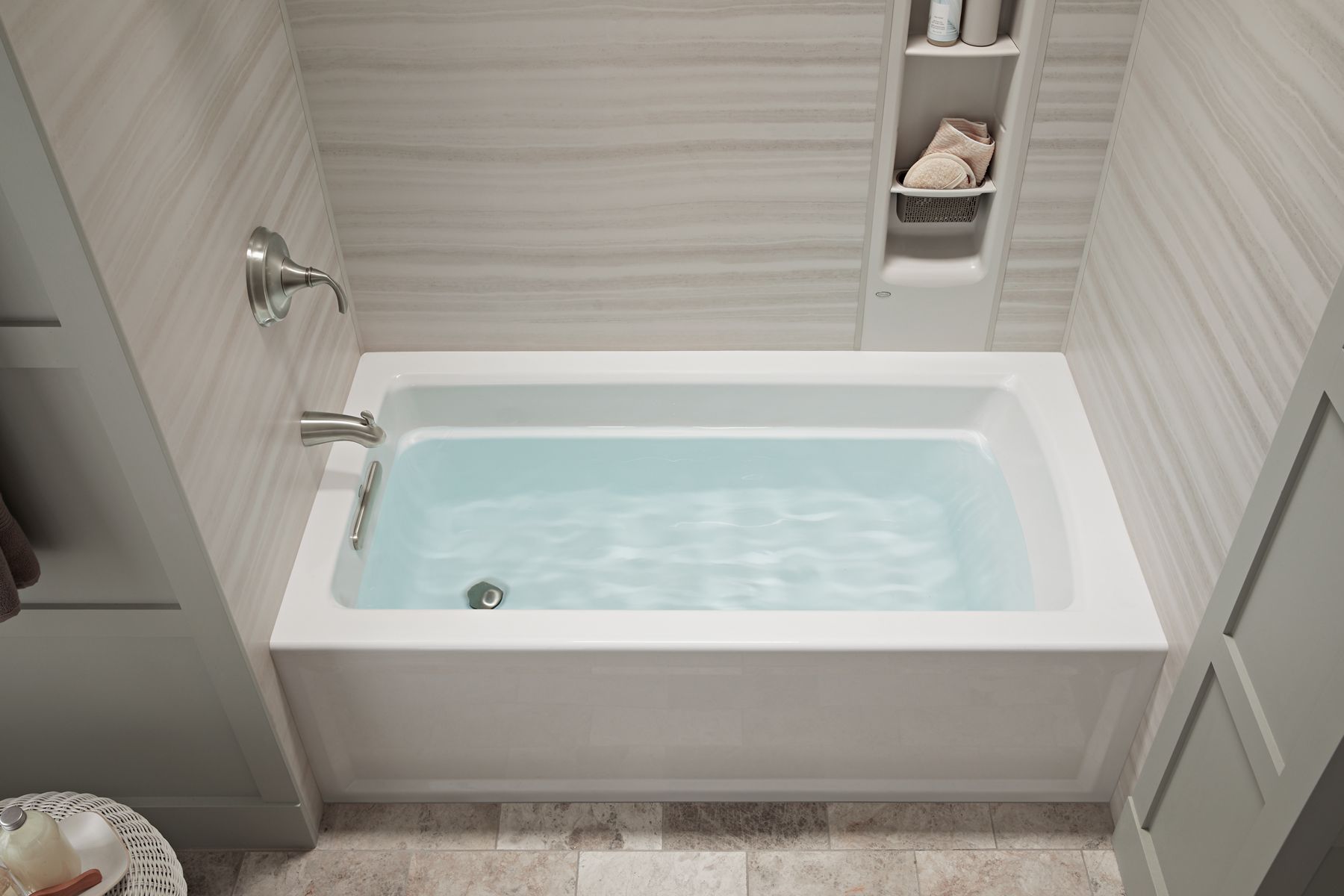 KOHLER K-1123-LA-96 Archer 60" X 32" Alcove Bath, Left Drain - Biscuit