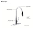 KOHLER K-596-VS Simplice Pull-Down Kitchen Sink Faucet With Three-Function Sprayhead - Vibrant Stainless