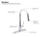 KOHLER K-597-VS Simplice Compact Pull-Down Kitchen Sink Faucet With Three-Function Sprayhead - Vibrant Stainless