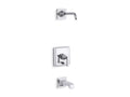 KOHLER K-T13133-4AL-CP Pinstripe Pure Rite-Temp Bath And Shower Trim Kit With Push-Button Diverter And Lever Handle, Without Showerhead - Polished Chrome
