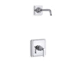 KOHLER K-TLS13134-4A-CP Pinstripe Pure Rite-Temp Shower Trim Kit With Lever Handle, Without Showerhead - Polished Chrome