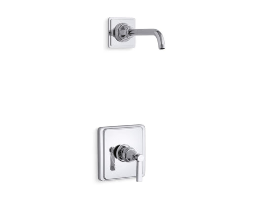 KOHLER K-TLS13134-4A-CP Pinstripe Pure Rite-Temp shower trim kit with lever handle, without showerhead - Polished Chrome