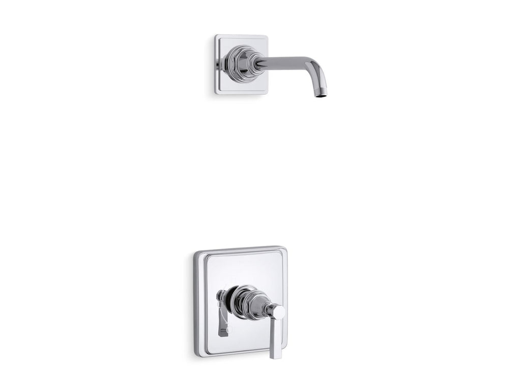 KOHLER K-TLS13134-4A-BN Pinstripe Pure Rite-Temp Shower Trim Kit With Lever Handle, Without Showerhead - Vibrant Brushed Nickel