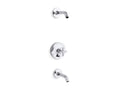 KOHLER K-T14420-3L-CP Purist Rite-Temp Bath And Shower Trim Kit With Push-Button Diverter And Cross Handle, Without Showerhead - Polished Chrome