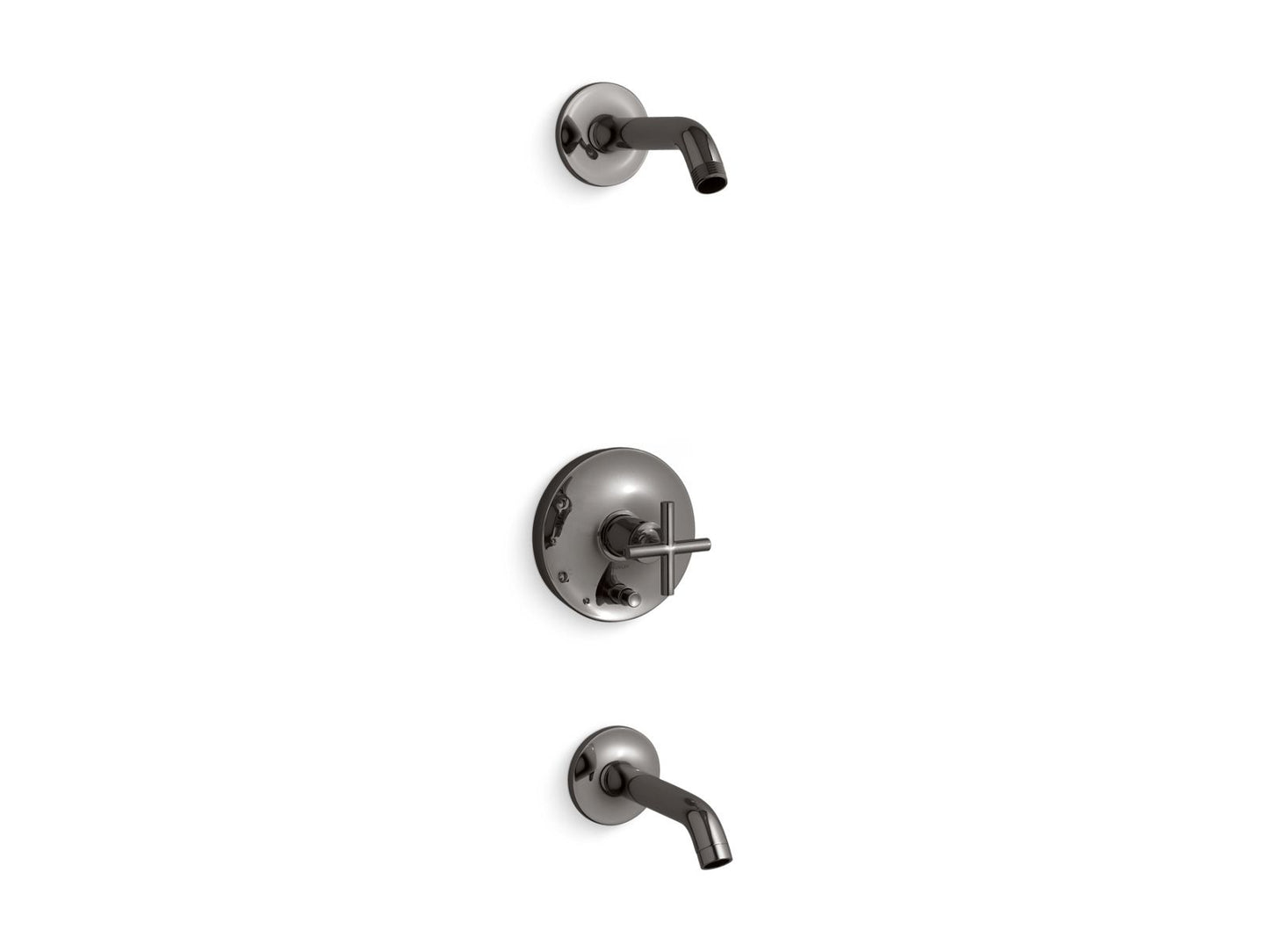 KOHLER K-T14420-3L-TT Purist Rite-Temp Bath And Shower Trim Kit With Push-Button Diverter And Cross Handle, Without Showerhead In Vibrant Titanium