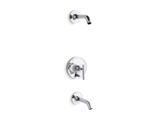 KOHLER K-T14420-4L-CP Purist Rite-Temp Bath And Shower Trim Kit With Push-Button Diverter And Lever Handle, Without Showerhead In Polished Chrome