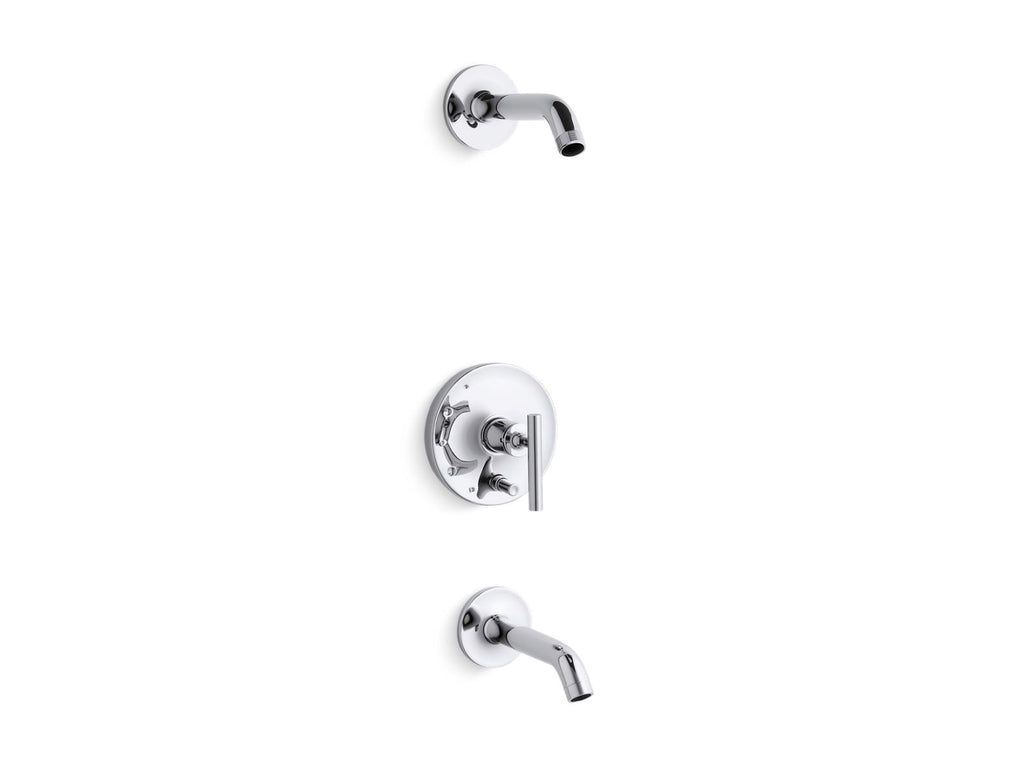KOHLER K-T14420-4L-BL Purist Rite-Temp Bath And Shower Trim Kit With Push-Button Diverter And Lever Handle, Without Showerhead - Matte Black