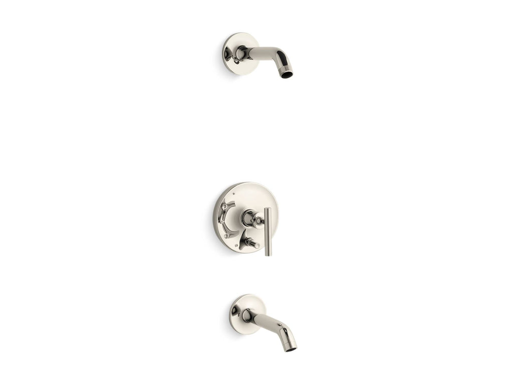 KOHLER K-T14420-4L-SN Purist Rite-Temp Bath And Shower Trim Kit With Push-Button Diverter And Lever Handle, Without Showerhead - Vibrant Polished Nickel