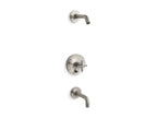 KOHLER K-T14421-3L-BN Purist Rite-Temp Bath And Shower Trim Kit With Push-Button Diverter And Cross Handle, Without Showerhead - Vibrant Brushed Nickel
