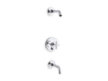 KOHLER K-T14421-3L-CP Purist Rite-Temp Bath And Shower Trim Kit With Push-Button Diverter And Cross Handle, Without Showerhead - Polished Chrome
