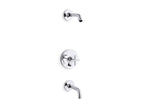 KOHLER K-T14421-3L-CP Purist Rite-Temp Bath And Shower Trim Kit With Push-Button Diverter And Cross Handle, Without Showerhead - Polished Chrome