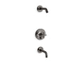 KOHLER K-T14421-3L-TT Purist Rite-Temp Bath And Shower Trim Kit With Push-Button Diverter And Cross Handle, Without Showerhead - Vibrant Titanium