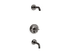 KOHLER K-T14421-3L-TT Purist Rite-Temp Bath And Shower Trim Kit With Push-Button Diverter And Cross Handle, Without Showerhead - Vibrant Titanium