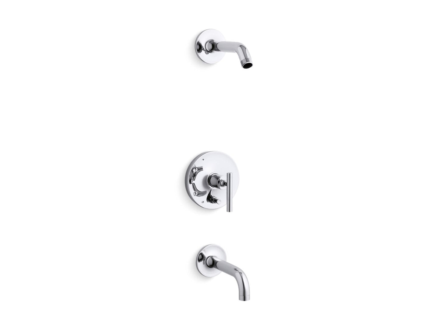 KOHLER K-T14421-4L-CP Purist Rite-Temp Bath And Shower Trim Kit With Push-Button Diverter And Lever Handle, Without Showerhead In Polished Chrome