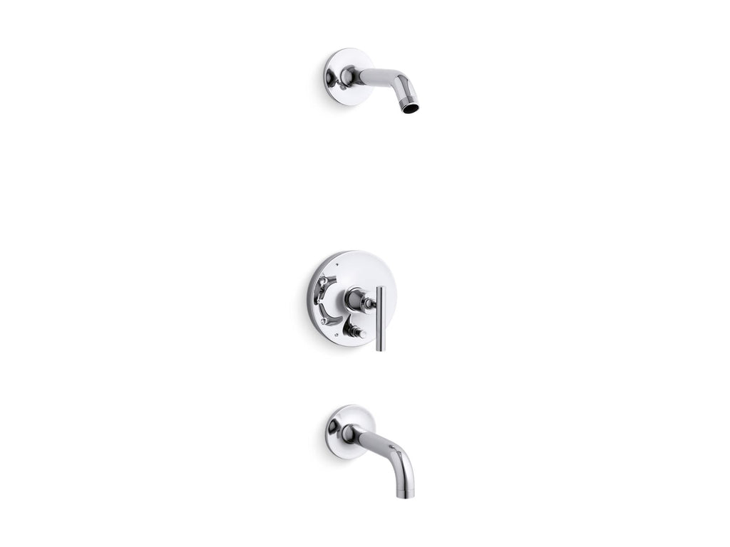 KOHLER K-T14421-4L-BN Purist Rite-Temp Bath And Shower Trim Kit With Push-Button Diverter And Lever Handle, Without Showerhead - Vibrant Brushed Nickel