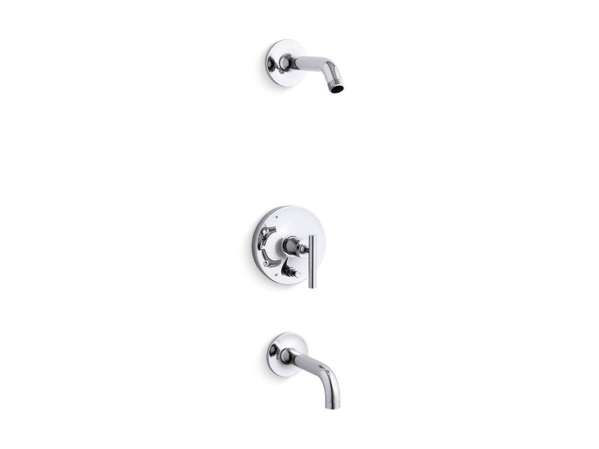 KOHLER K-T14421-4L-BN Purist Rite-Temp Bath And Shower Trim Kit With Push-Button Diverter And Lever Handle, Without Showerhead - Vibrant Brushed Nickel
