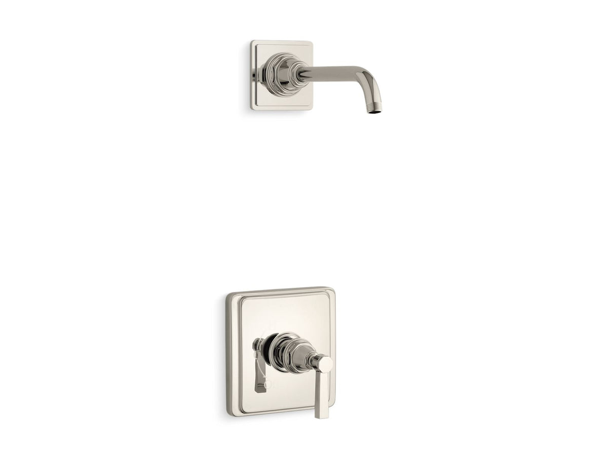 KOHLER K-TLS13134-4A-SN Pinstripe Pure Rite-Temp Shower Trim Kit With Lever Handle, Without Showerhead - Vibrant Polished Nickel