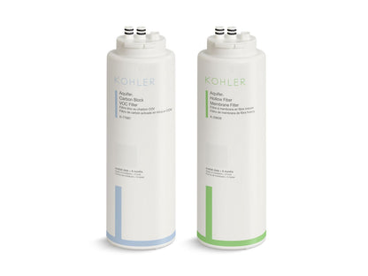 KOHLER K-29651-NA Aquifer+ Replacement filter cartridge two-pack with hollow fiber membrane and carbon block VOC