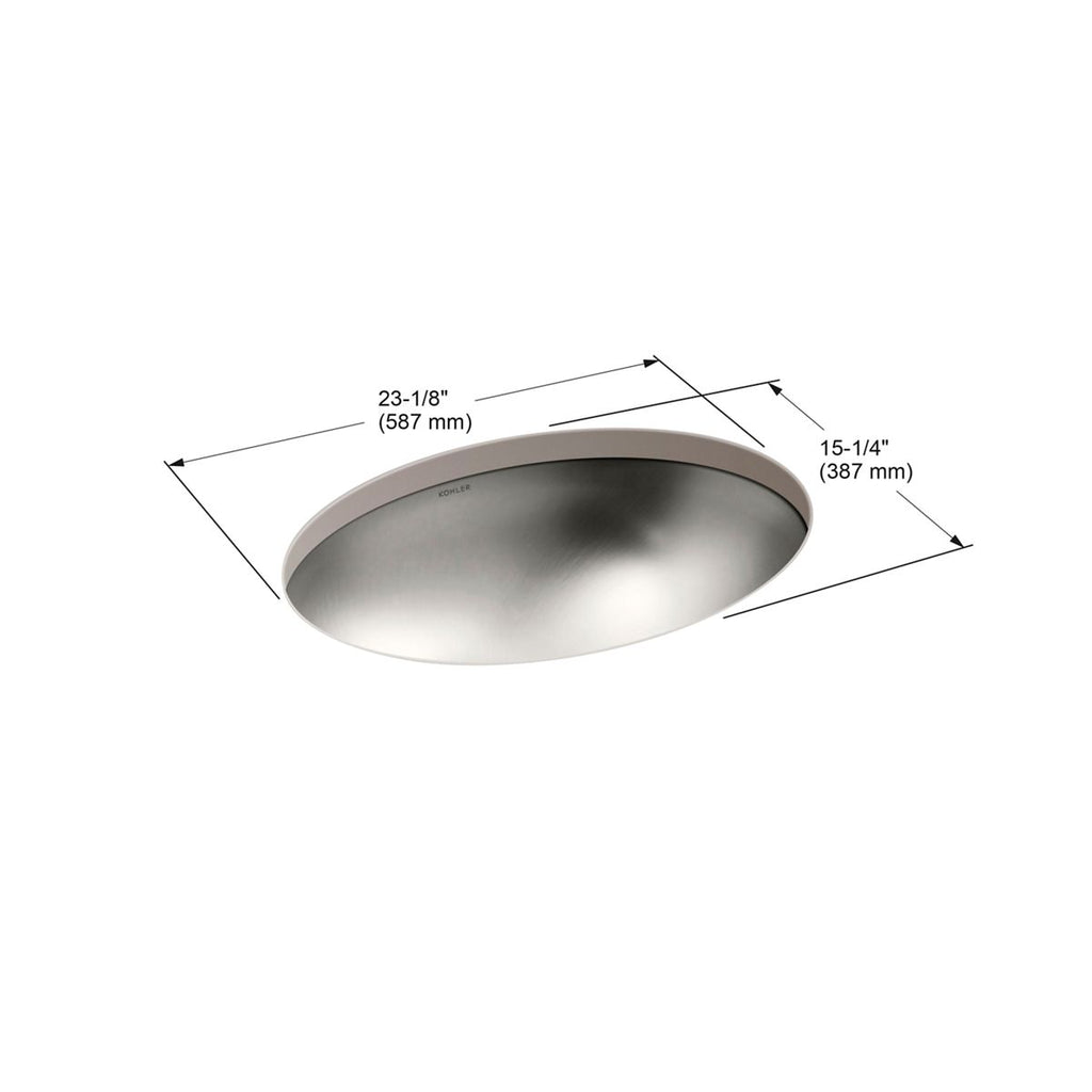 KOHLER K-2602-SU-NA Rhythm 23-1/4" Oval Undermount Bathroom Sink, No Overflow