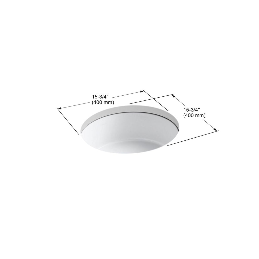 KOHLER K-2883-0 Verticyl 15-3/4" Round Undermount Bathroom Sink - White