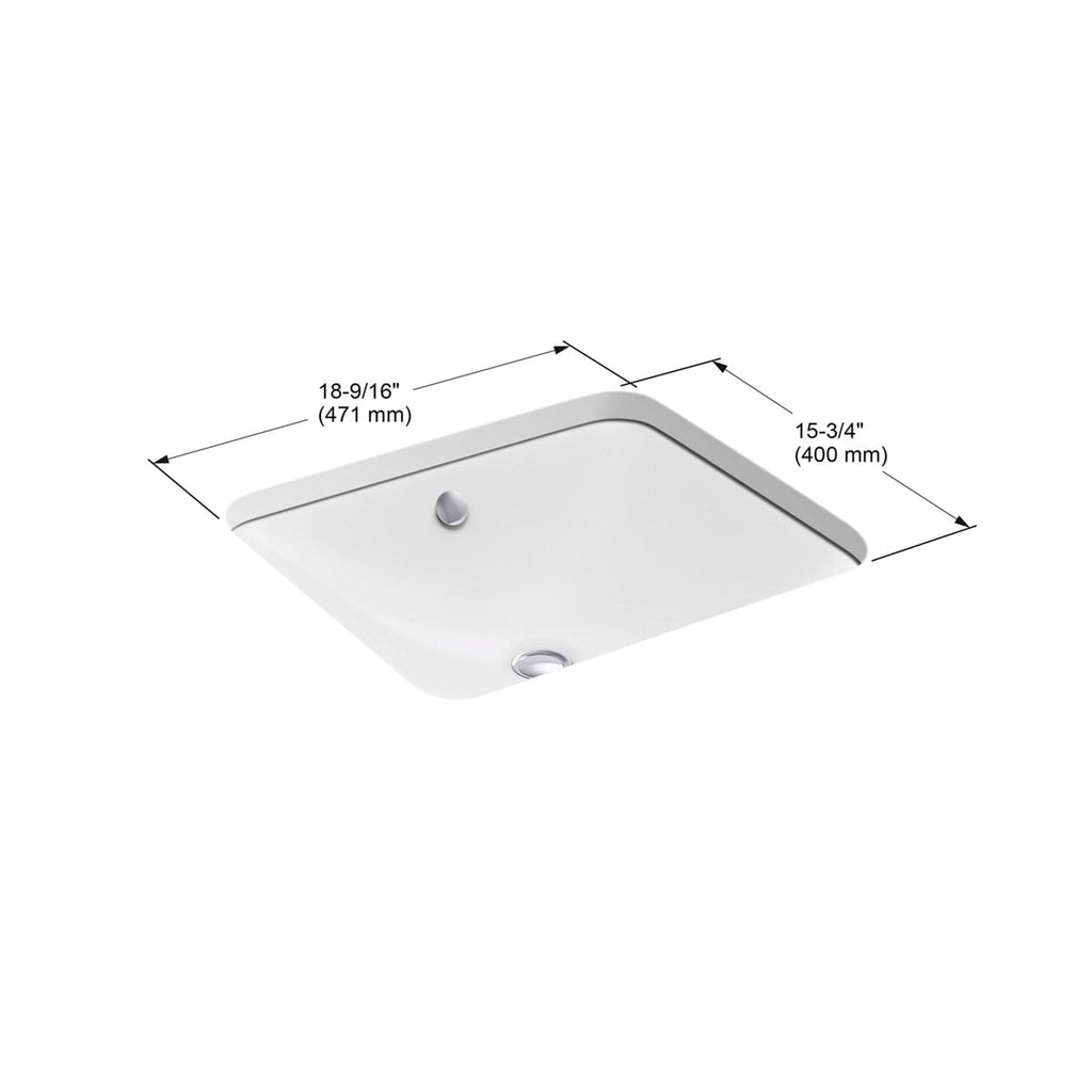 KOHLER K-5400-7 Iron Plains 18-1/2" Rectangular Drop-In/Undermount Bathroom Sink - Black Black