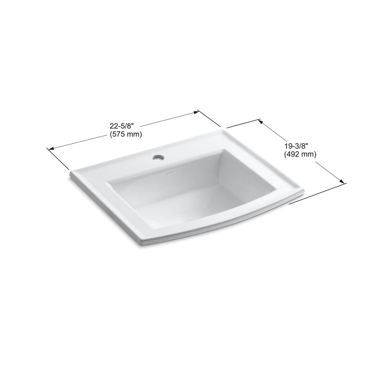 KOHLER K-2356-1-96 Archer 22-3/4" Rectangular Drop-In Bathroom Sink - Biscuit