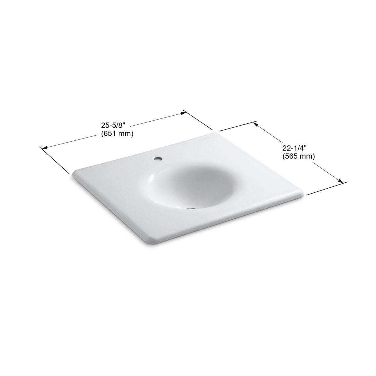 KOHLER K-3048-1-96 Iron/Impressions 25" Enameled cast iron vanity top with integrated round sink - Biscuit