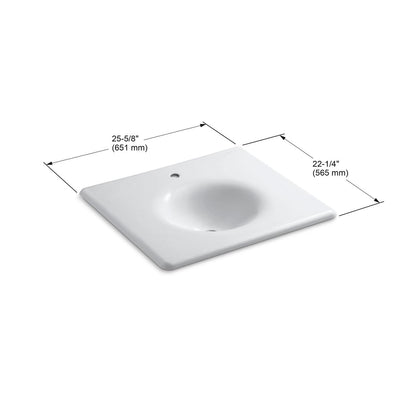 KOHLER K-3048-1-96 Iron/Impressions 25" Enameled cast iron vanity top with integrated round sink - Biscuit