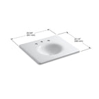 KOHLER K-3048-8-0 Iron/Impressions 25" Enameled Cast Iron Vanity Top With Integrated Round Sink - White