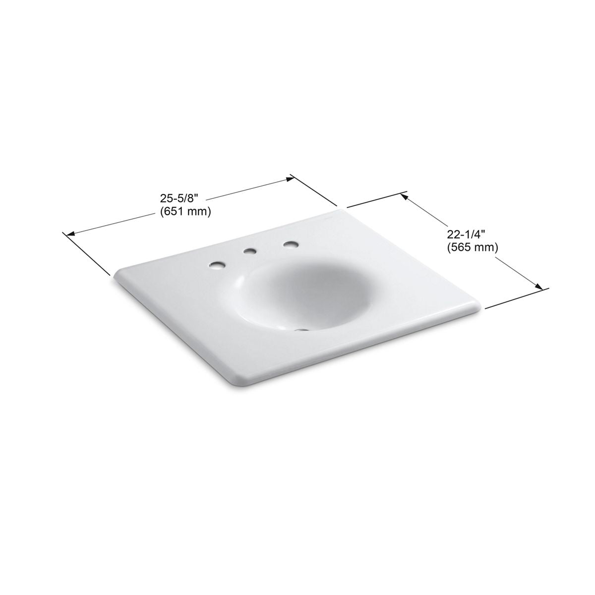 KOHLER K-3048-8-FF Iron/Impressions 25" Enameled cast iron vanity top with integrated round sink - Sea Salt