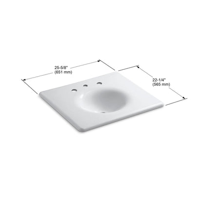 KOHLER K-3048-8-FF Iron/Impressions 25" Enameled cast iron vanity top with integrated round sink - Sea Salt