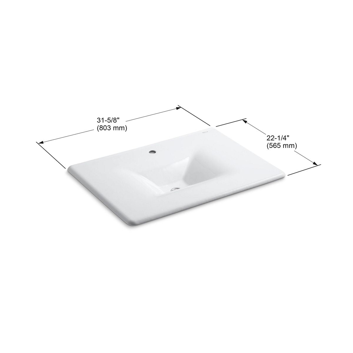 KOHLER K-3049-1-FT Iron/Impressions 31" Enameled Cast Iron Vanity Top With Integrated Rectangular Sink - Basalt
