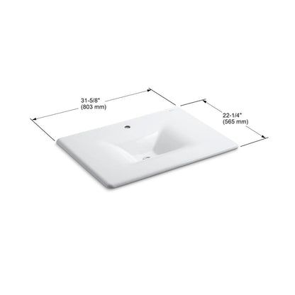 KOHLER K-3049-1-FF Iron/Impressions 31" Enameled cast iron vanity top with integrated rectangular sink - Sea Salt