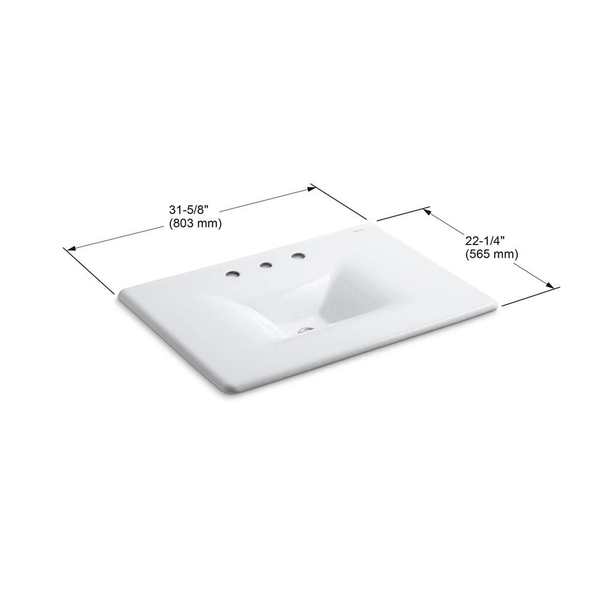 KOHLER K-3049-8-GRL Iron/Impressions 31" Enameled Cast Iron Vanity Top With Integrated Rectangular Sink - Lavender Grey