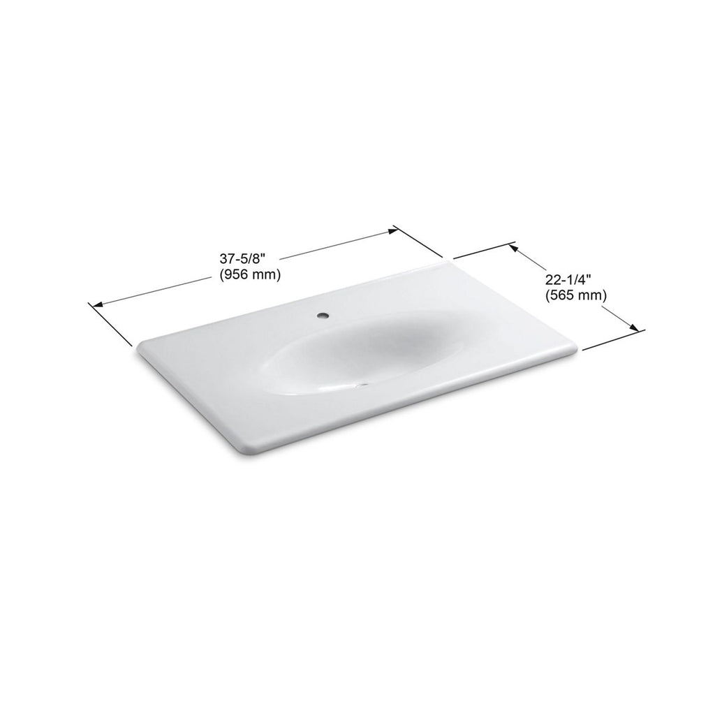 KOHLER K-3051-1-7 Iron/Impressions 37" Enameled Cast Iron Vanity Top With Integrated Oval Sink - Black Black