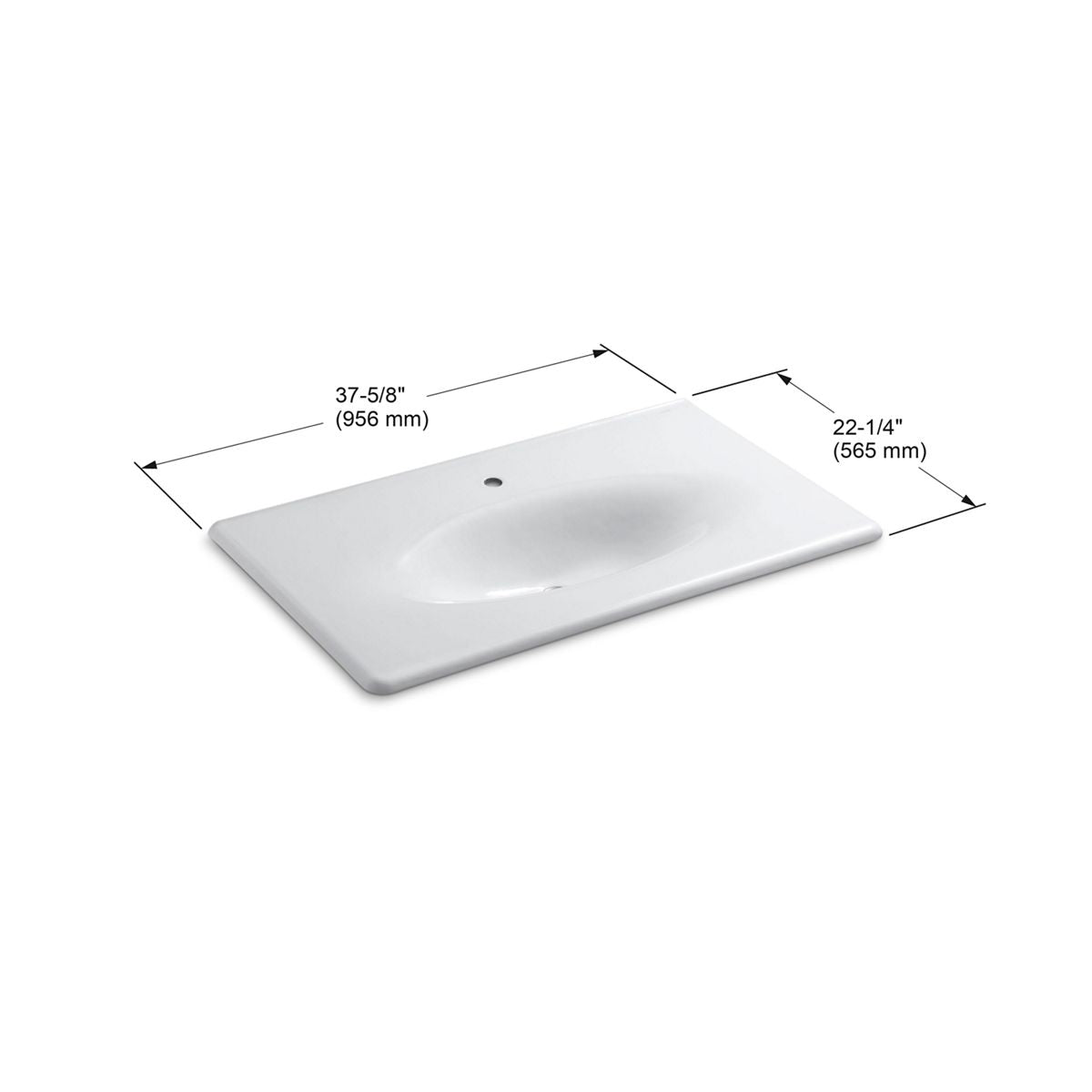KOHLER K-3051-1-7 Iron/Impressions 37" Enameled Cast Iron Vanity Top With Integrated Oval Sink - Black Black