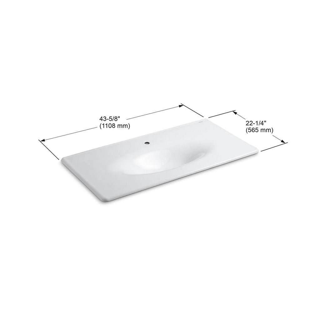 KOHLER K-3052-1-96 Iron/Impressions 43" Enameled Cast Iron Vanity Top With Integrated Oval Sink - Biscuit
