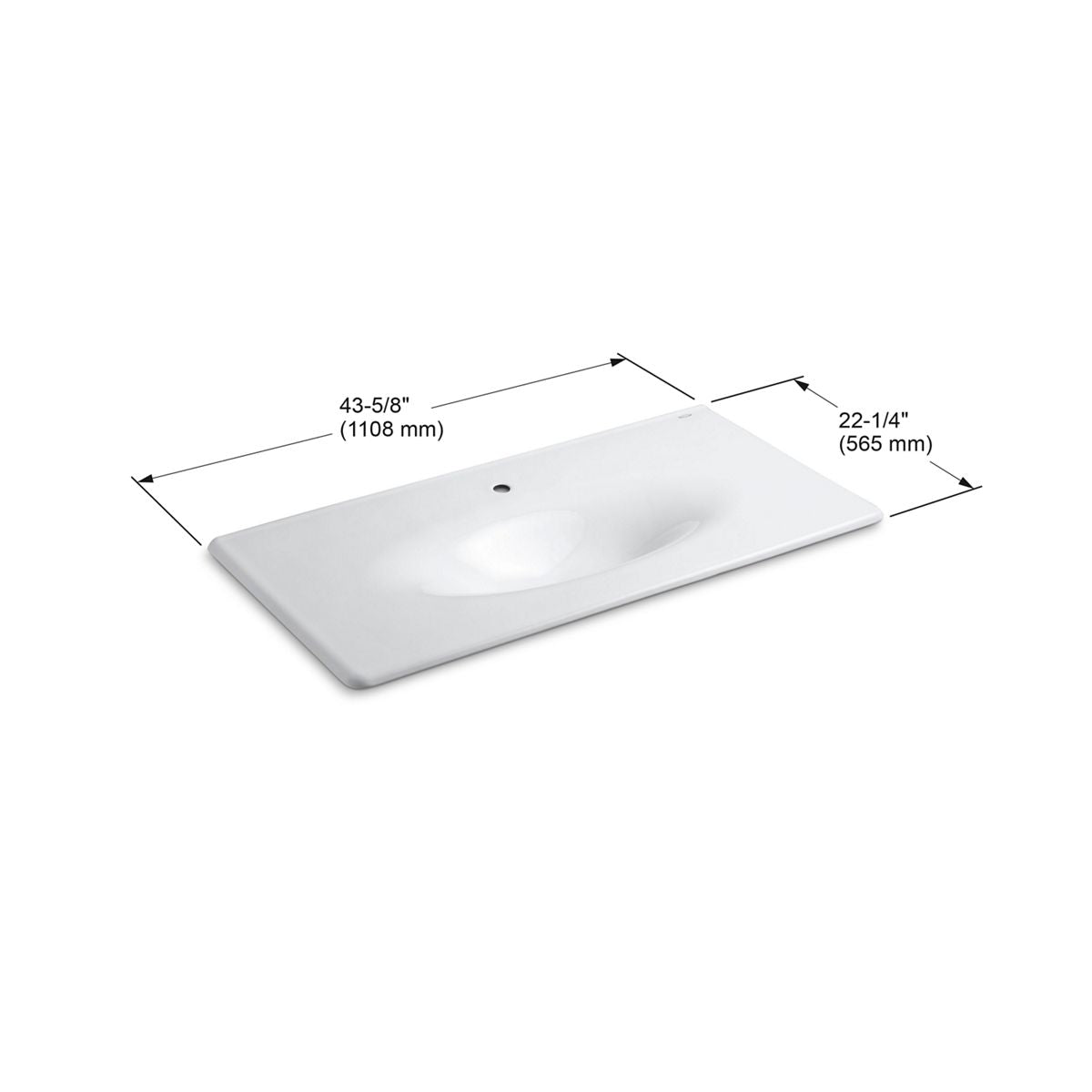 KOHLER K-3052-1-FF Iron/Impressions 43" Enameled cast iron vanity top with integrated oval sink - Sea Salt