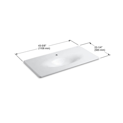 KOHLER K-3052-1-FF Iron/Impressions 43" Enameled cast iron vanity top with integrated oval sink - Sea Salt