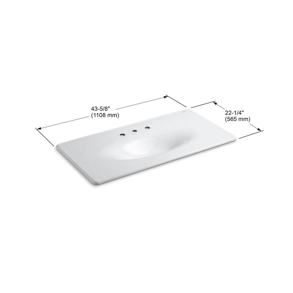 KOHLER K-3052-8-NY Iron/Impressions 43" Enameled Cast Iron Vanity Top With Integrated Oval Sink - Dune