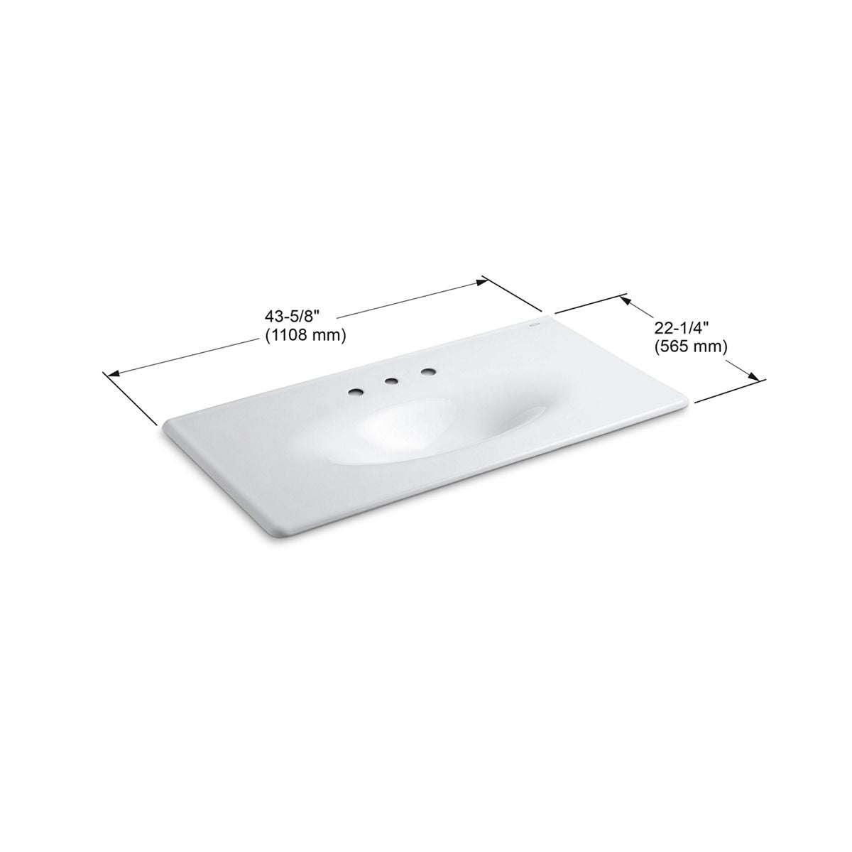 KOHLER K-3052-8-NY Iron/Impressions 43" Enameled Cast Iron Vanity Top With Integrated Oval Sink - Dune