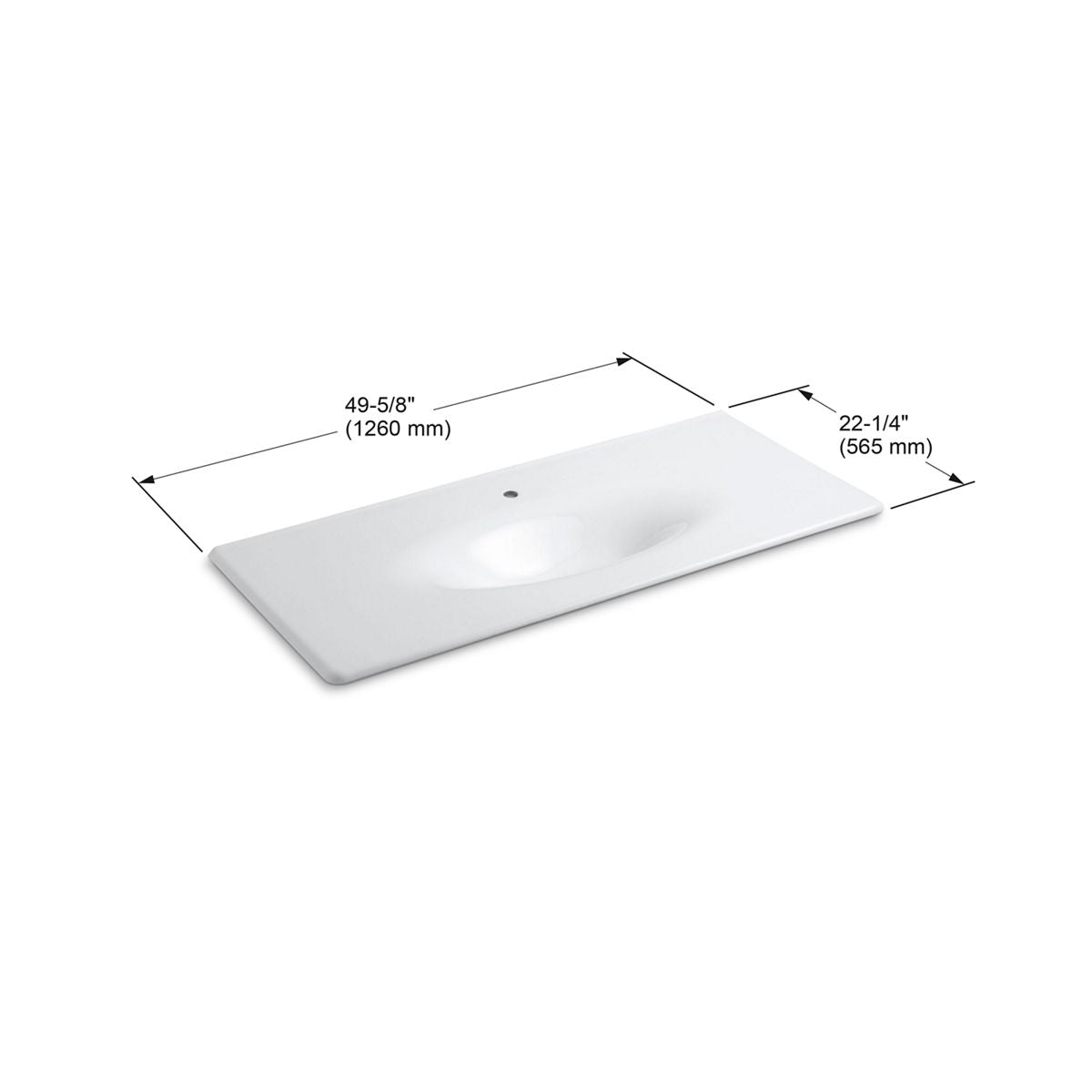 KOHLER K-3053-1-0 Iron/Impressions 49" Enameled Cast Iron Vanity Top With Integrated Oval Sink - White