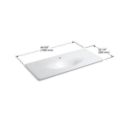 KOHLER K-3053-1-95 Iron/Impressions 49" Enameled cast iron vanity top with integrated oval sink - Ice Grey