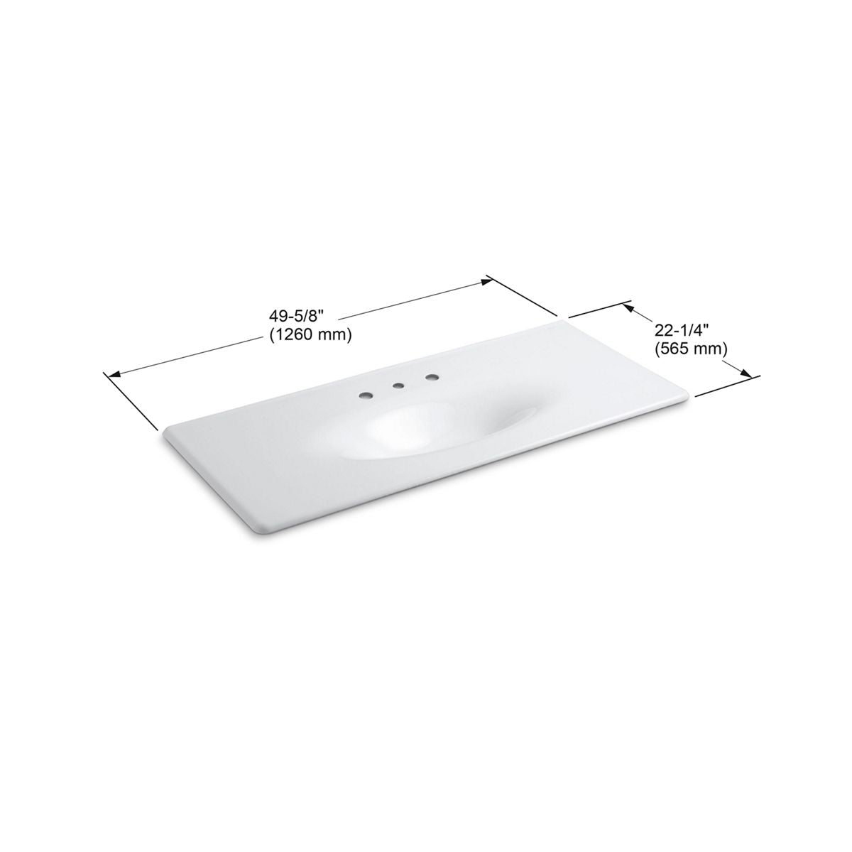 KOHLER K-3053-8-DGB Iron/Impressions 49" Enameled Cast Iron Vanity Top With Integrated Oval Sink - Indigo Blue